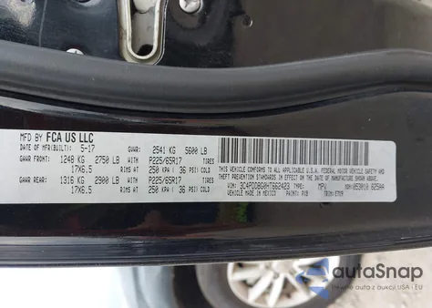 2017 Dodge Journey Sxt Awd from USA, damaged, VIN 3C4PDDBG0HT662423